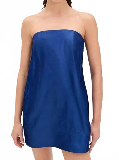 Staud Lidia Silk Dress In Deep Sea In Grey