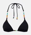 Staud Lido Embellished Triangle Bikini Top In Black