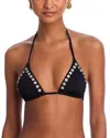 Staud Lido Embellished Triangle Bikini Top In Black