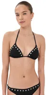 Staud Lido Embellished Triangle Bikini Top In Black
