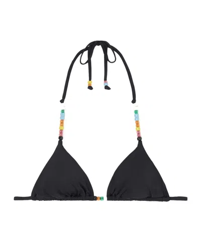 Staud Lido Embellished Triangle Bikini Top In Black