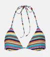 Staud Lido Striped Halterneck Bikini Top In Multi