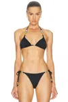 Staud Lido Embellished Triangle Bikini Top In Black