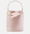 Staud Lila Leather-trimmed Satin Bucket Bag In Pink