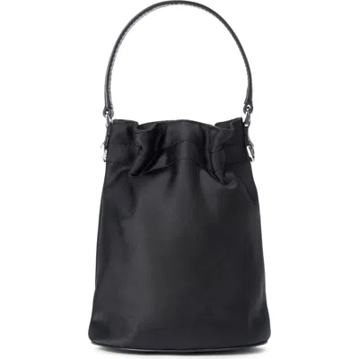 Staud Lila Satin Mini Bucket Bag In Black