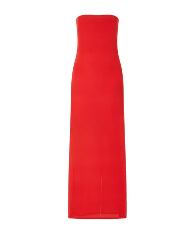 Staud Liliana Crepe Maxi Dress In Red