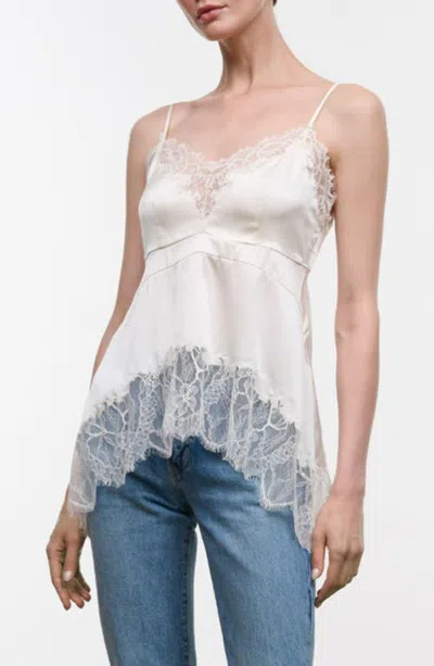 Staud Lina Lace-trimmed Silk-blend Tank In White