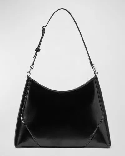Staud Linda Zip Leather Shoulder Bag In Black