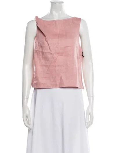 Pre-owned Staud Linen Asymmetrical Top W/ Tags In Pink