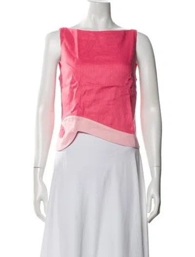 Pre-owned Staud Linen Bateau Neckline Top In Pink
