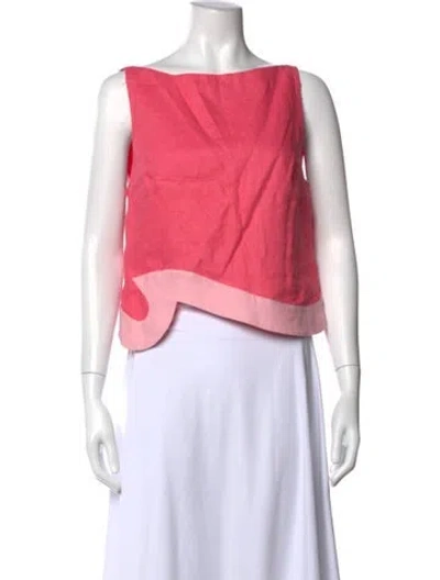 Pre-owned Staud Linen Bateau Neckline Top W/ Tags In Pink
