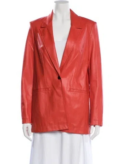 Pre-owned Staud Linen Blazer In Orange