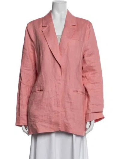 Pre-owned Staud Linen Blazer In Pink