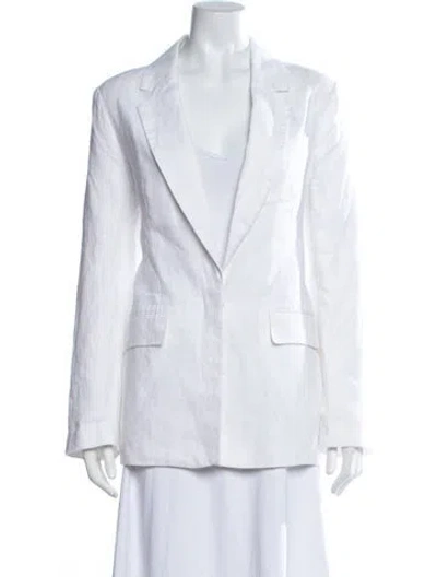 Pre-owned Staud Linen Blazer In White
