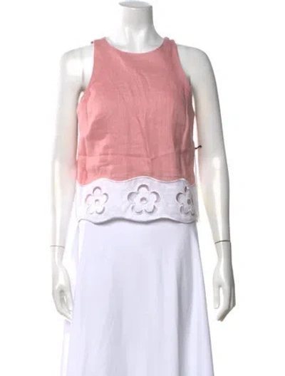 Pre-owned Staud Linen Crew Neck Crop Top W/ Tags In Neutral