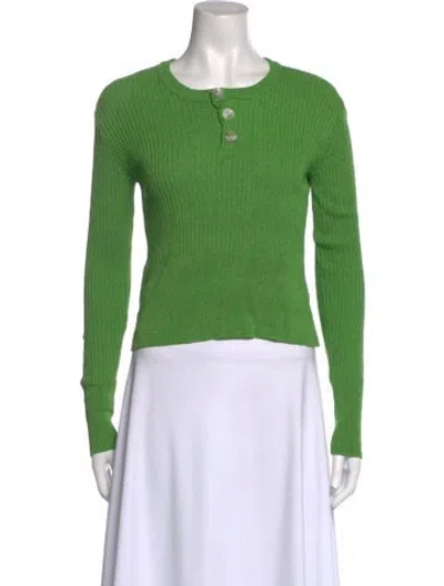 Pre-owned Staud Linen Crew Neck Top In Green