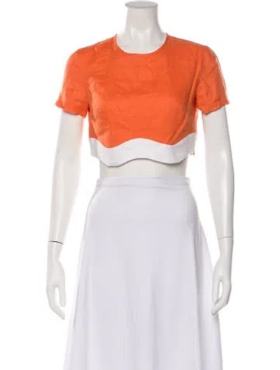 Pre-owned Staud Linen Crew Neck Top In Orange