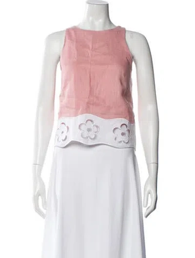 Pre-owned Staud Linen Crew Neck Top In Pink