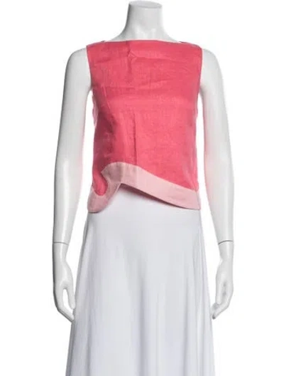Pre-owned Staud Linen Crew Neck Top In Pink