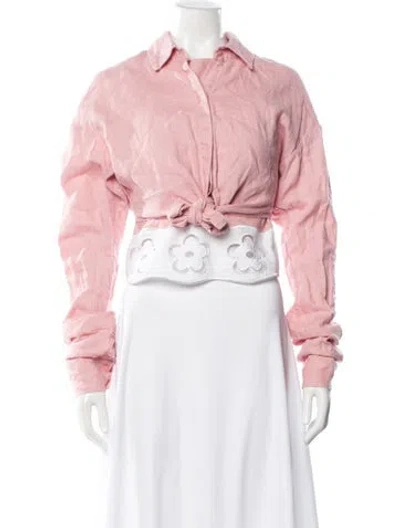 Pre-owned Staud Linen Denim Jacket In Pink