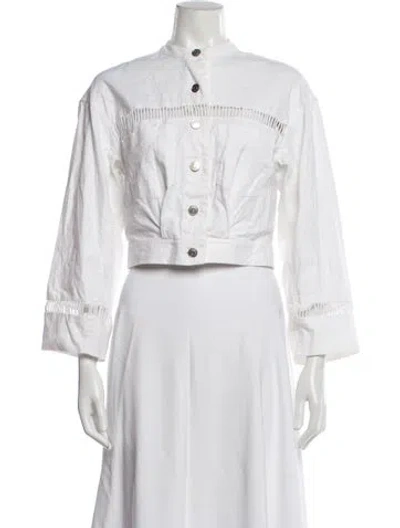 Pre-owned Staud Linen Denim Jacket In White