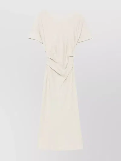 STAUD LINEN DRESS BOAT NECKLINE