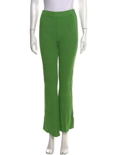 Pre-owned Staud Linen Flared Pants In Green