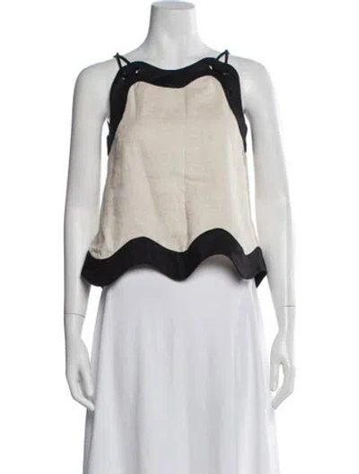 Pre-owned Staud Linen Halterneck Top In Neutral
