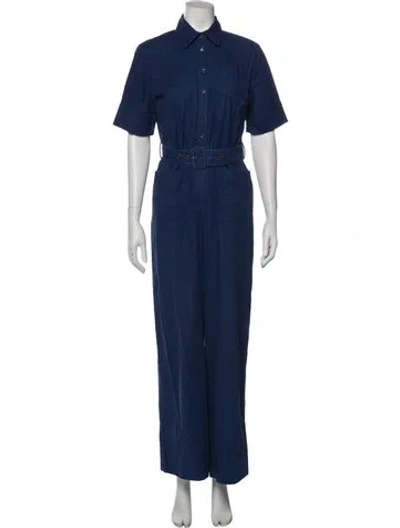 Pre-owned Staud Linen Jumpsuit In Blue