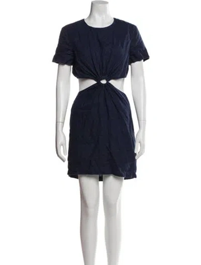 Pre-owned Staud Linen Knee-length Dress In Blue