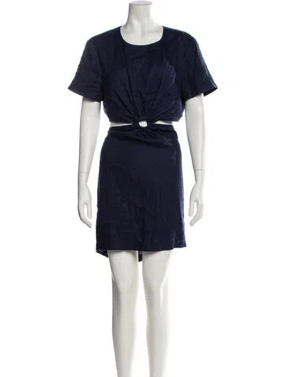 Pre-owned Staud Linen Knee-length Dress In Blue