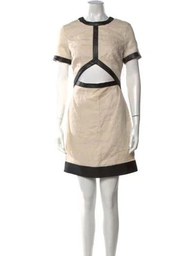 Pre-owned Staud Linen Knee-length Dress In Neutral