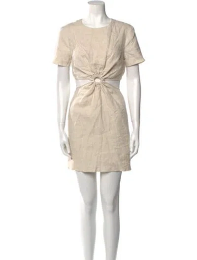 Pre-owned Staud Linen Knee-length Dress In Neutral
