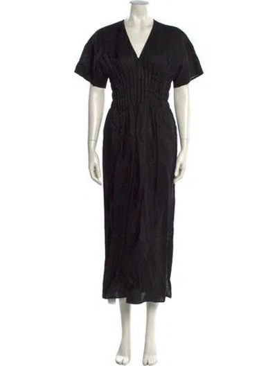 Pre-owned Staud Linen Long Dress In Black