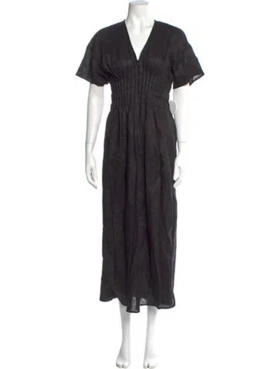 Pre-owned Staud Linen Long Dress In Black