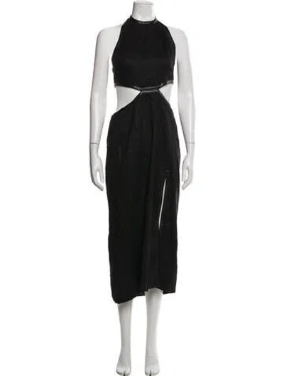 Pre-owned Staud Linen Long Dress In Black