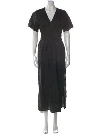 Pre-owned Staud Linen Long Dress In Black