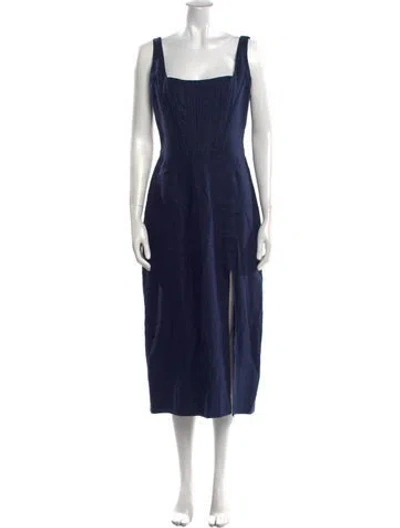 Pre-owned Staud Linen Long Dress In Blue