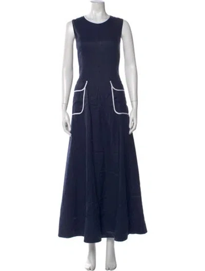 Pre-owned Staud Linen Long Dress In Blue