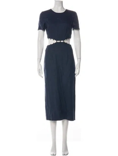 Pre-owned Staud Linen Long Dress In Blue