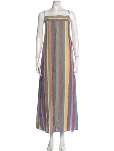 Pre-owned Staud Linen Long Dress In Blue