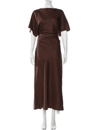 Pre-owned Staud Linen Long Dress In Brown