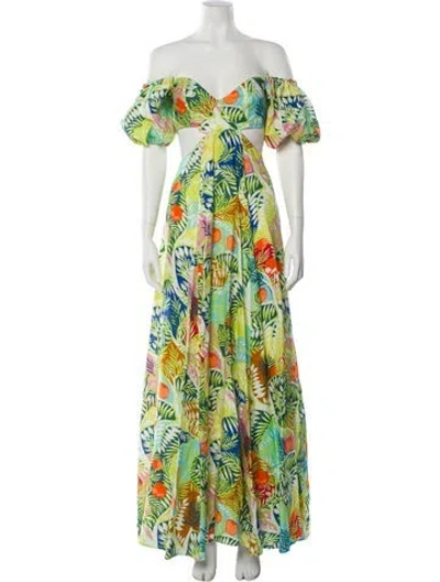 Pre-owned Staud Linen Long Dress In Green