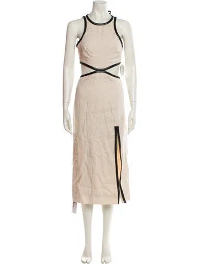 Pre-owned Staud Linen Long Dress In Neutral