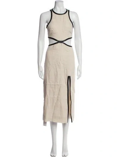 Pre-owned Staud Linen Long Dress In Neutral