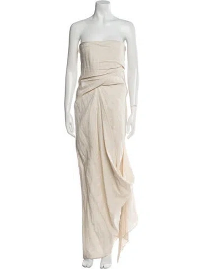 Pre-owned Staud Linen Long Dress In Neutral