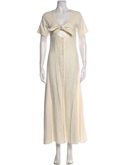 Pre-owned Staud Linen Long Dress In Neutral