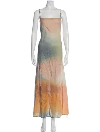 Pre-owned Staud Linen Long Dress In Neutral