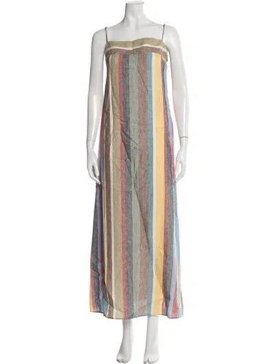 Pre-owned Staud Linen Long Dress In Neutral