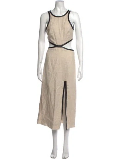 Pre-owned Staud Linen Long Dress In Neutral